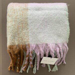 Love & Lore Pastel Checkered Scarf | Soft Brushed Fringe Blanket Wrap